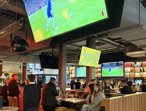 Sports bar multi-screen AV installation
